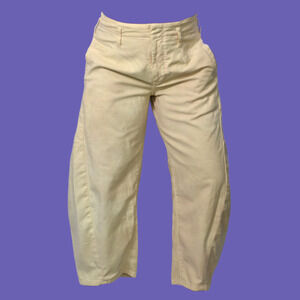 Pilcro Cropped Vintage Barrel Pant Khaki Balloon Leg High Waist Anthropologie 26